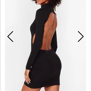 Open Back Turtle Neck Mini Dress